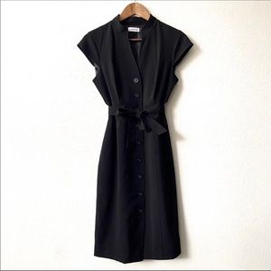 Calvin Klein Sleeveless Sheath Dress Buttons Belt